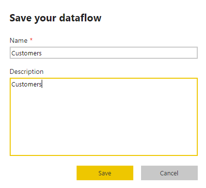 Screenshot of Save your dataflow.
