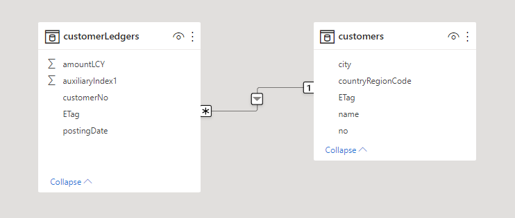 Screenshot of the tables connected.