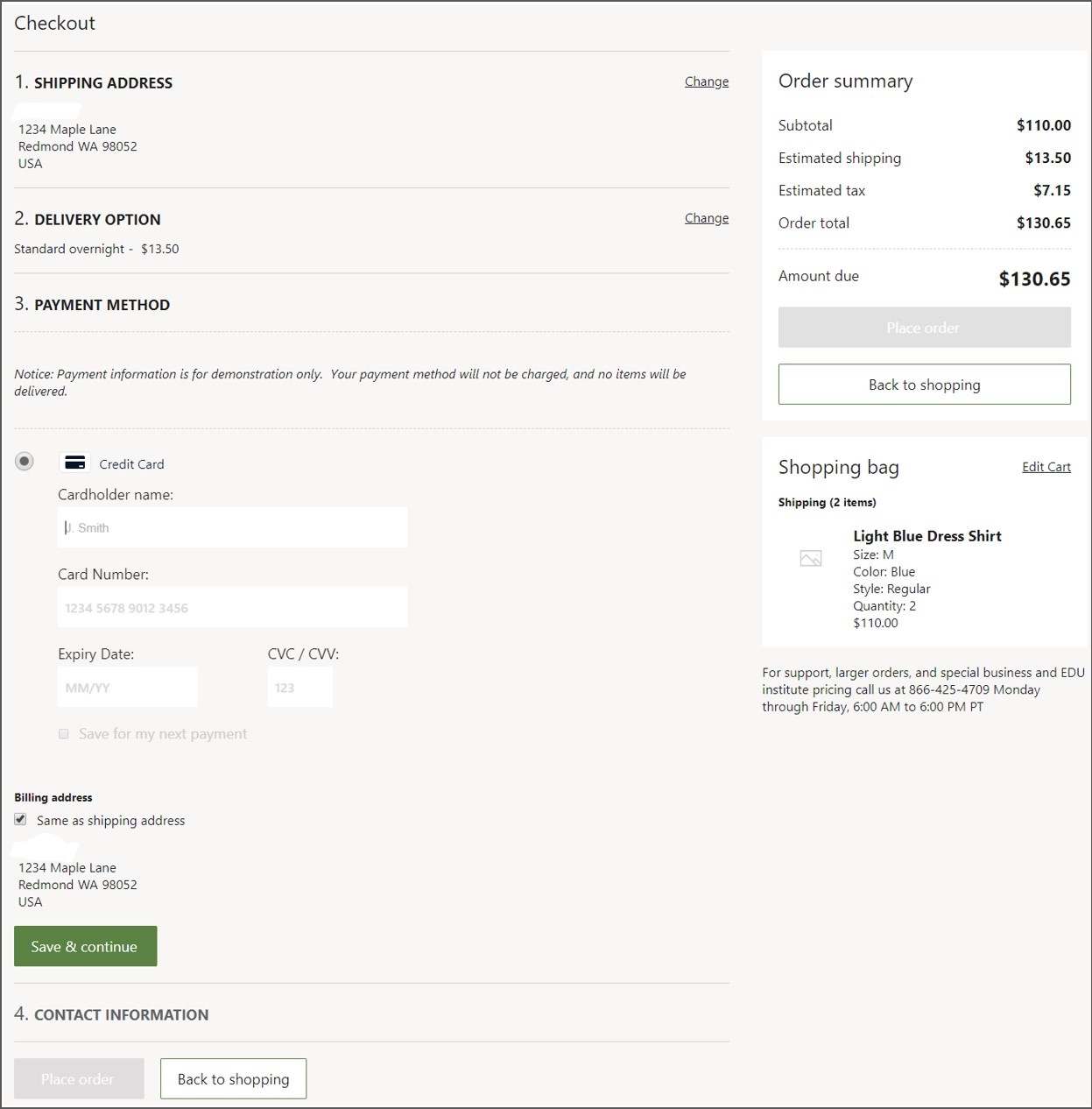 Example of a Dynamics 365 Commerce Checkout module