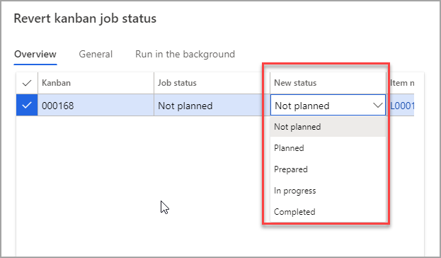 Screenshot of the Revert kanban job status page.