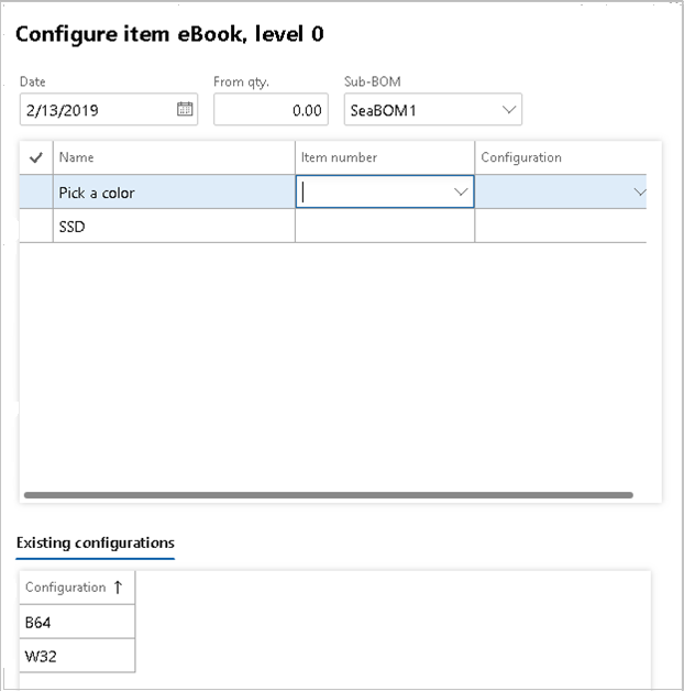 Screenshot of the dimension-based configuration.