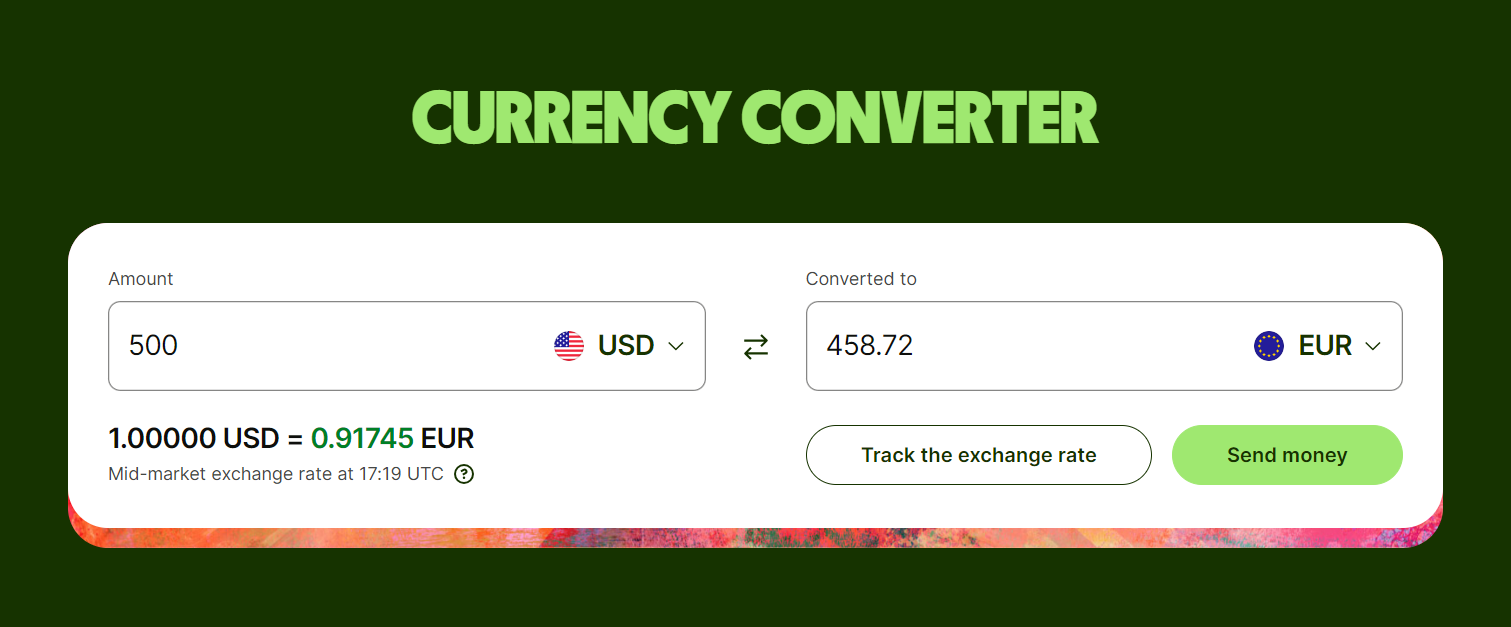 Screenshot showing the currency converter webpage again.