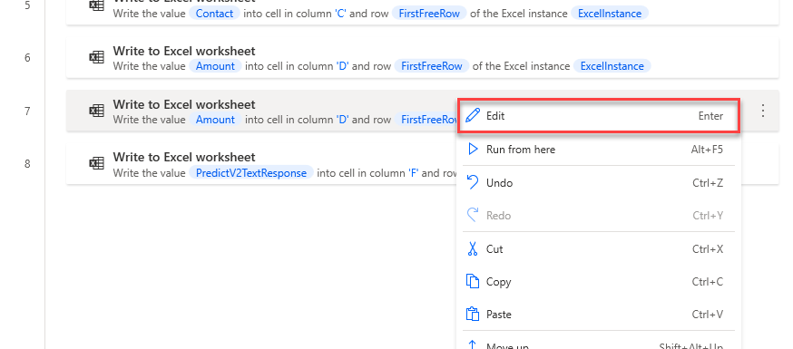Screenshot showing the edit step button.