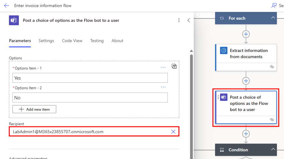Screenshot showing the recipient email address.