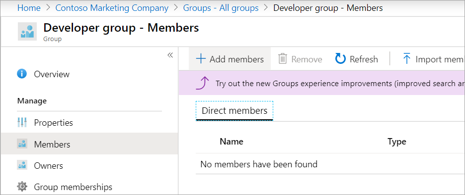 Screenshot that shows Add member button.