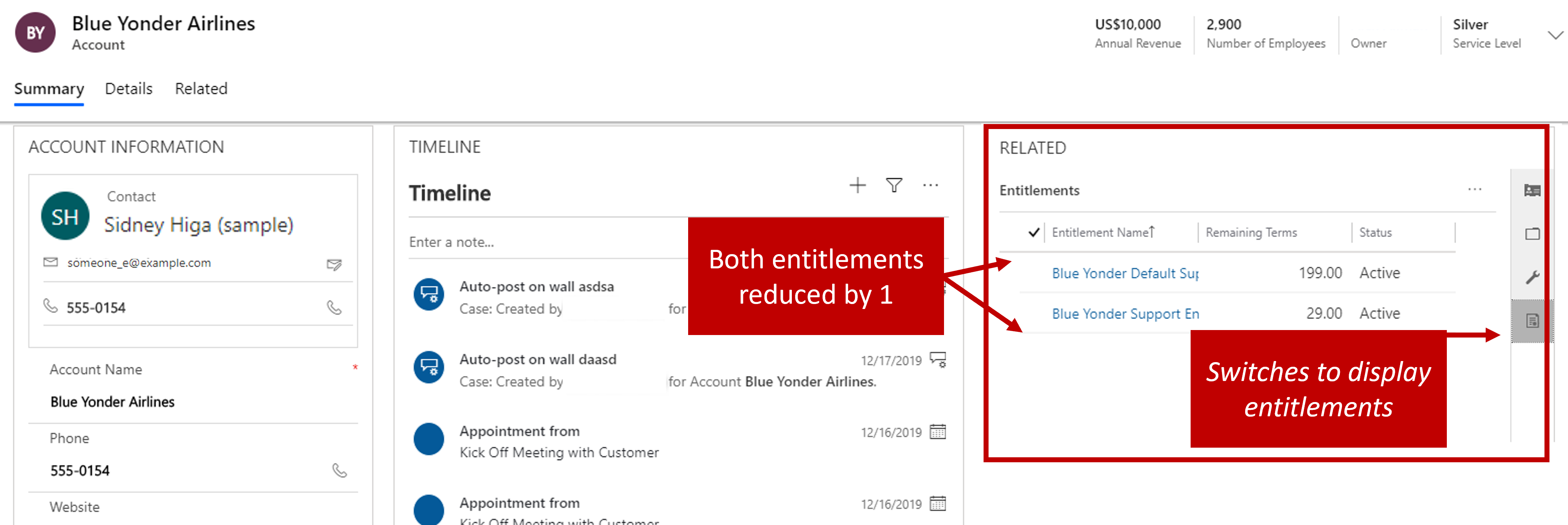 Screenshot of the Related section with entitlements displayed.