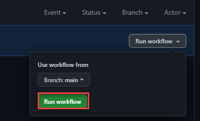 Screenshot showing selecting run workflow.