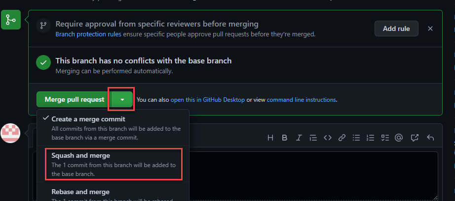 Screenshot showing selecting the merge request.