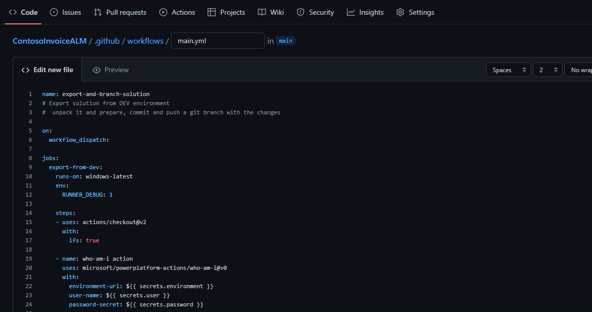 Screenshot showing pasting in the new action steps.