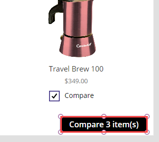 Screenshot showing the Compare items button.