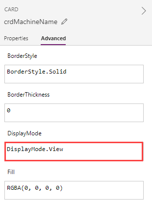 Screenshot of the DisplayMode field changed.