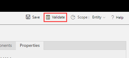 Screenshot showing the Validate button.