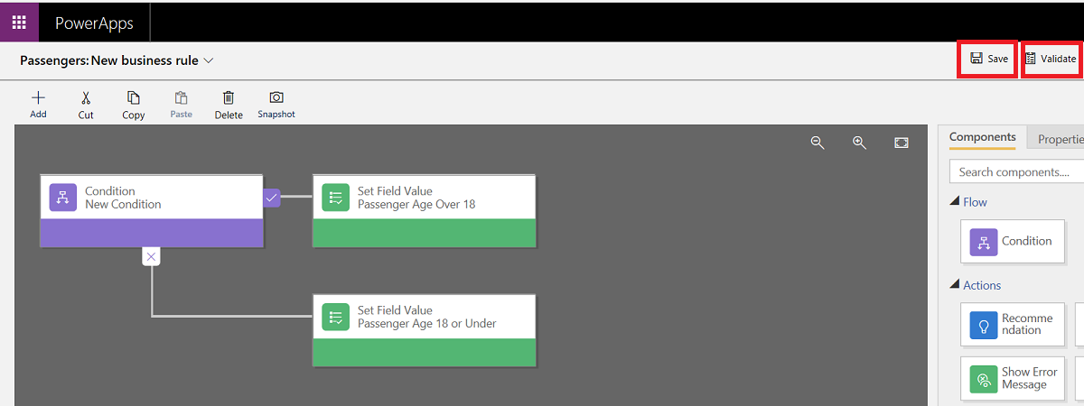 Screenshot of Validate and Save Rule Buttons.