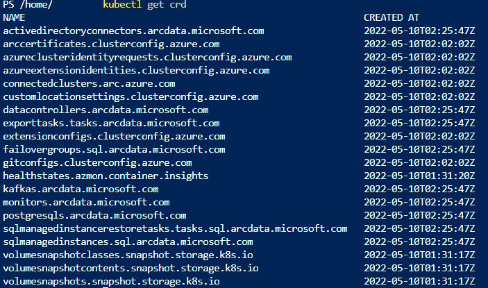 Screenshot of Azure Arc data controller deployment packages 1
