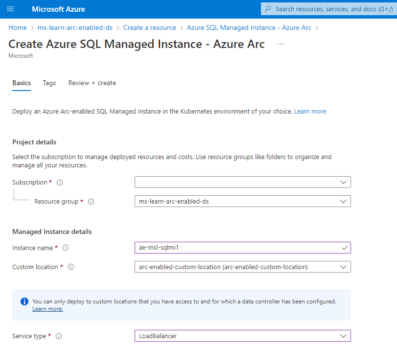 Screenshot of Azure Arc-enabled SQL Managed Instance - Azure Arc resource details
