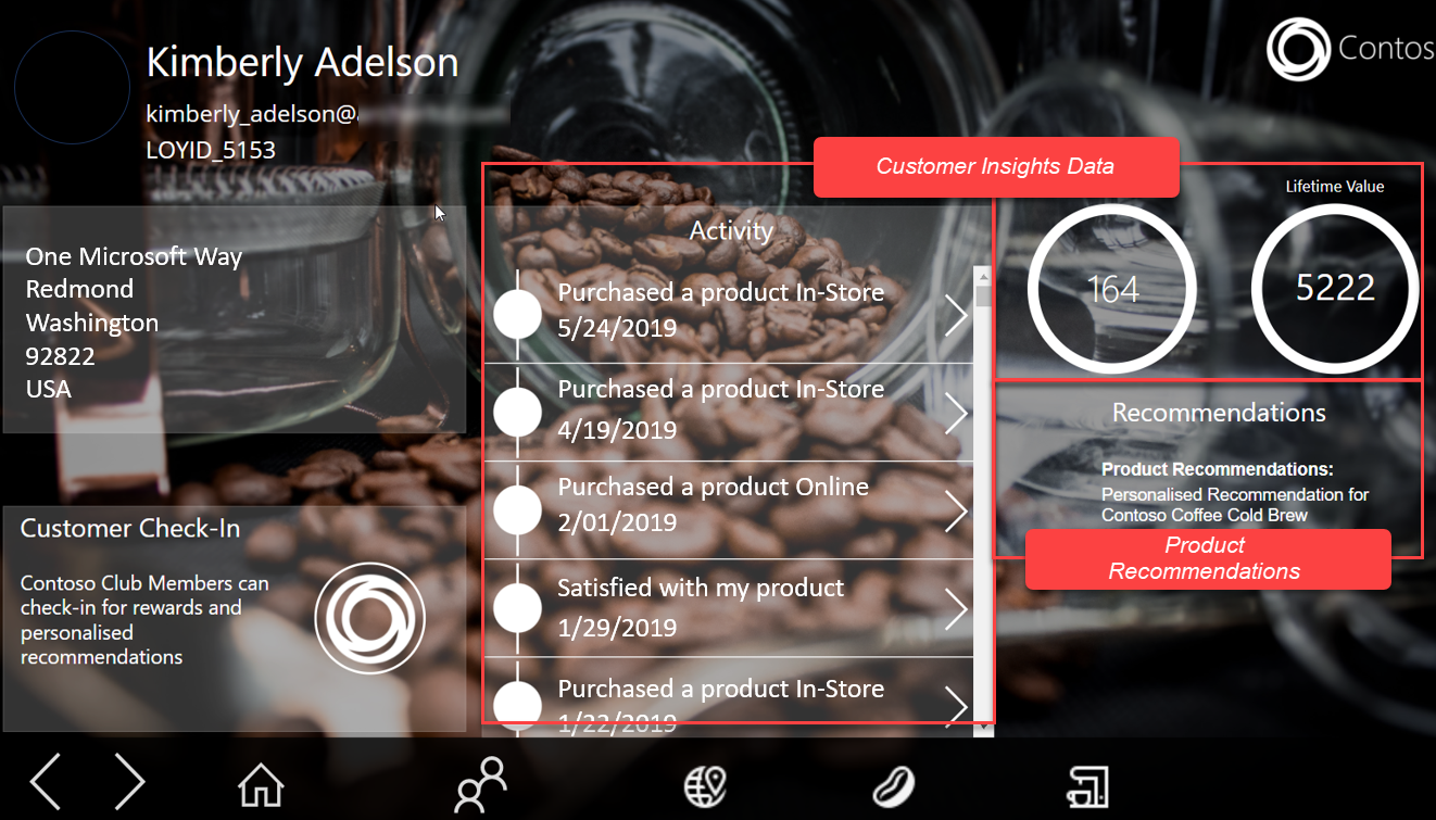 Screenshot of a greeter application in Customer Insights - Data.