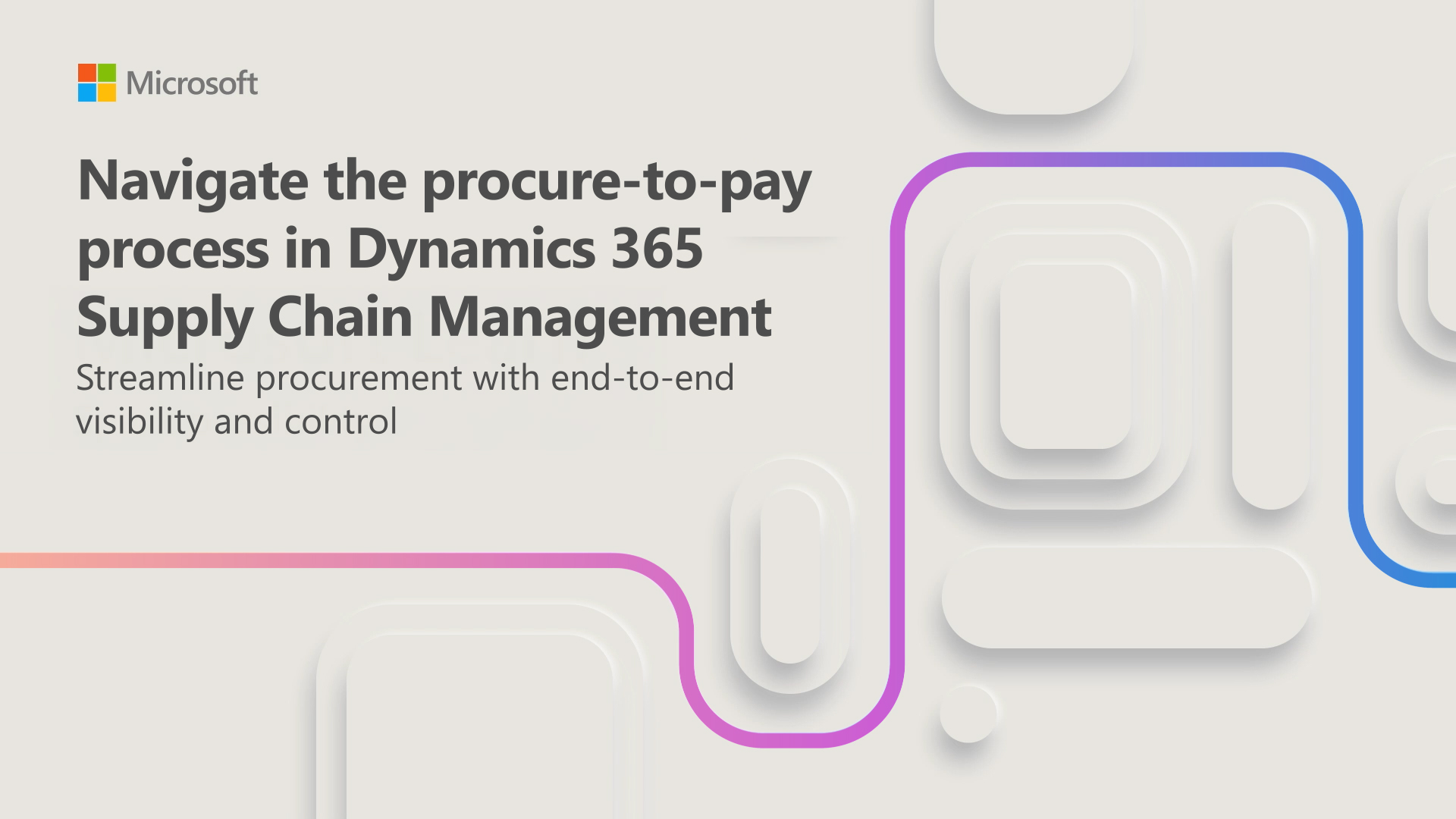 Screenshot of the simulation landing page for navigating the procure-to-pay process in Dynamics 365 Supply Chain Management.