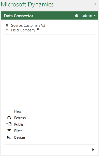 Screenshot of the Microsoft Dynamics Office add-in.