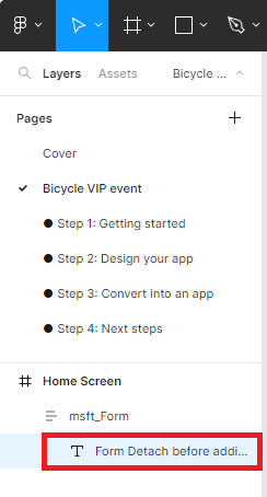 Screenshot of the Figma studio. Focus is on the text component located in the left navigation pane.