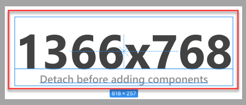 Screenshot of the screen component in the Figma studio. Focus is on the text box in the page component.