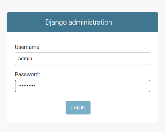 Screenshot showing the Django admin sign-in page.