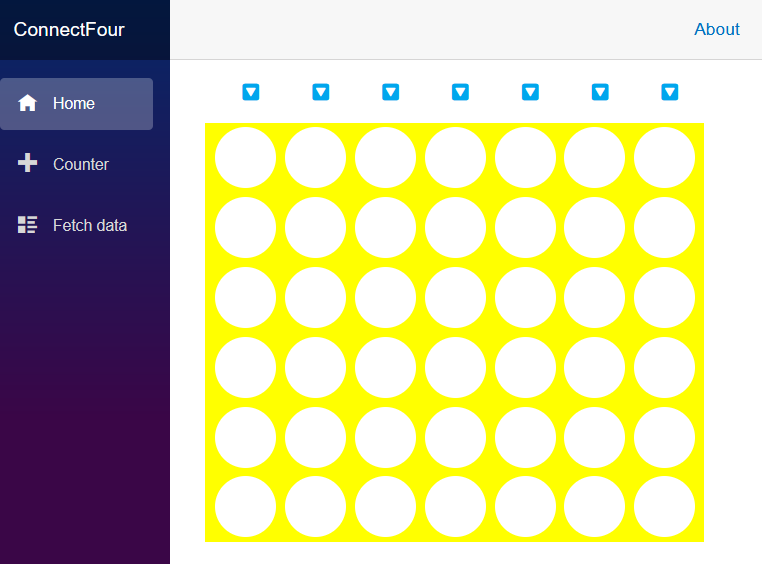 Screenshot of Connect Four board.