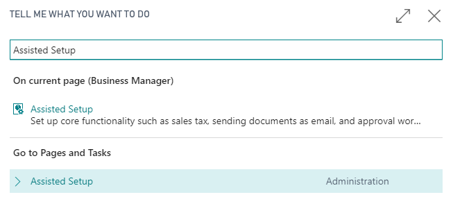 Screenshot of the Tell Me Assisted Setup page.