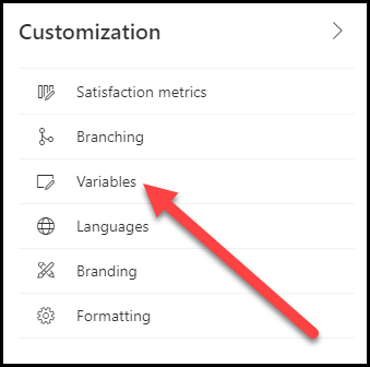 In the Customization menu, an arrow points to Variables.