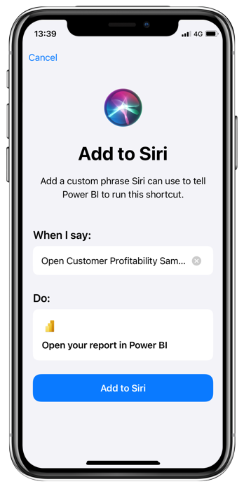 Screenshot that shows how to add phrase using the Add to Siri page.