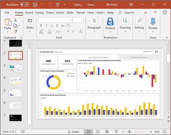 Screenshot that shows how to export reports to PowerPoint.