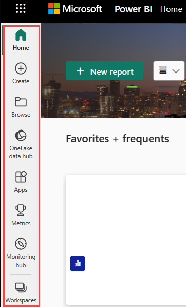 Screenshot of the navigation pane to the left with the headings highlighted.