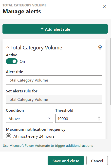 Screenshot that shows how to add an alert rule.