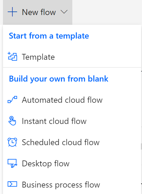 Screenshot showing how to create a new flow as an automated cloud flow.