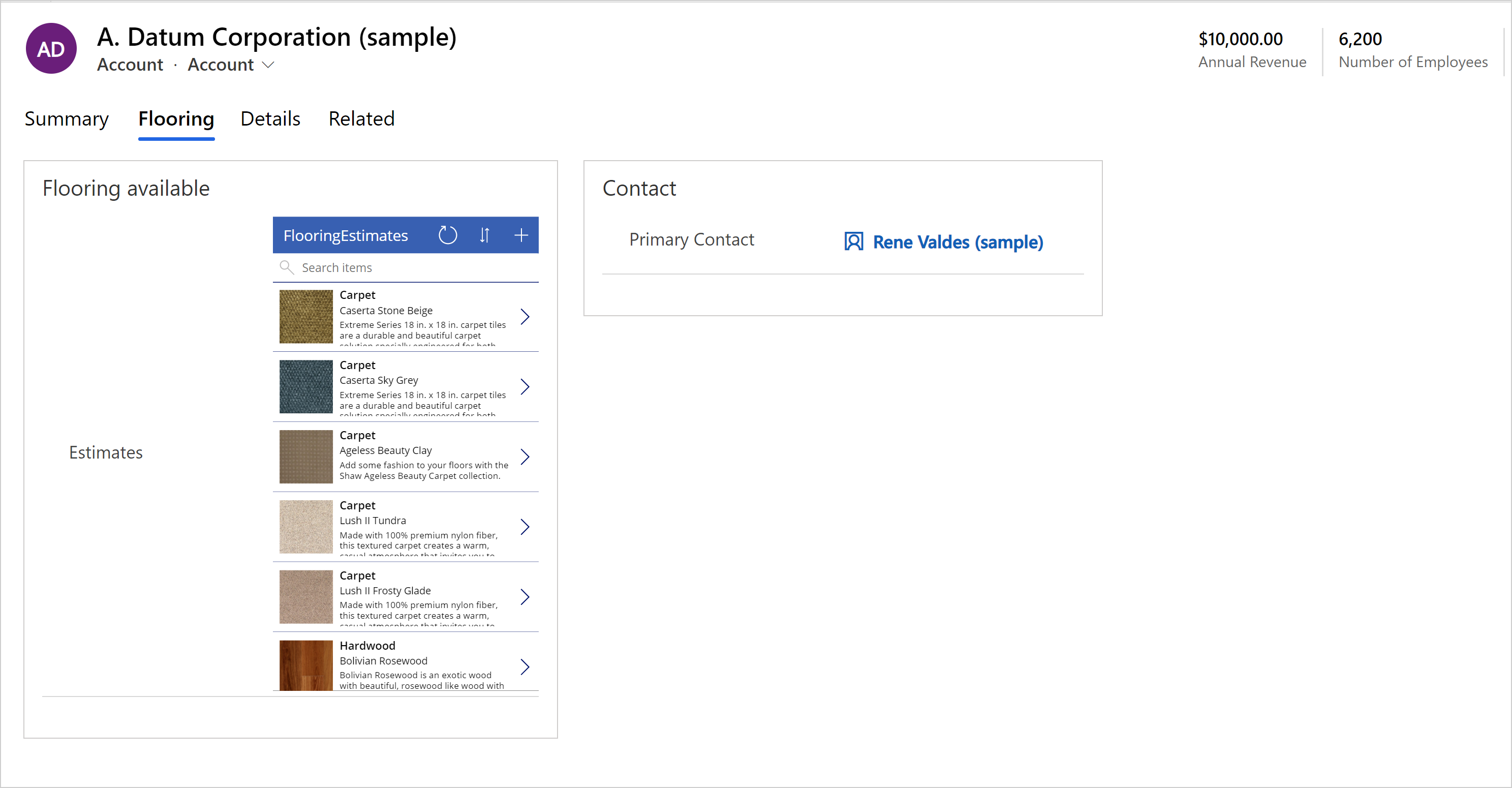 Screenshot showing an embedded canvas app in a model-driven form.