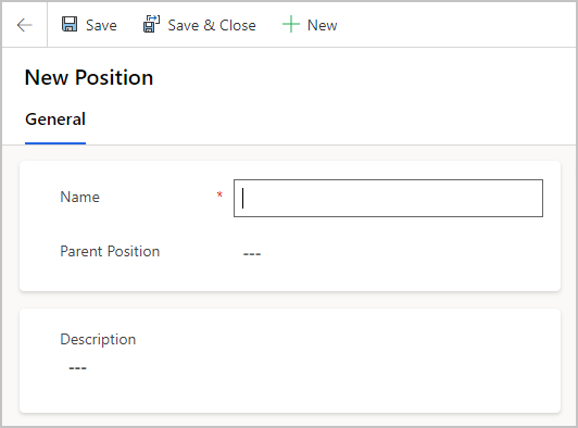 Screenshot of the New Position window.