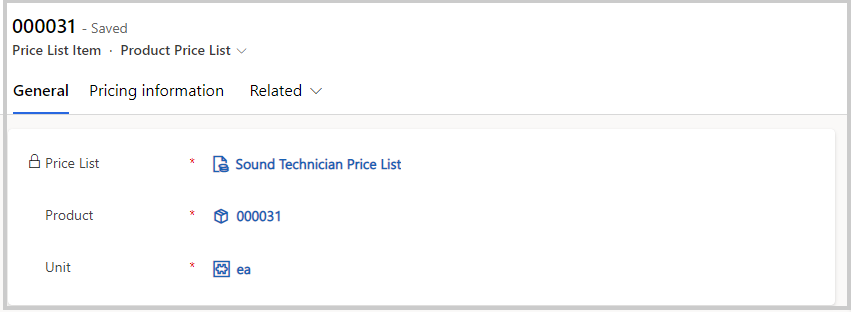 Screenshot showing a Sound technician price list.
