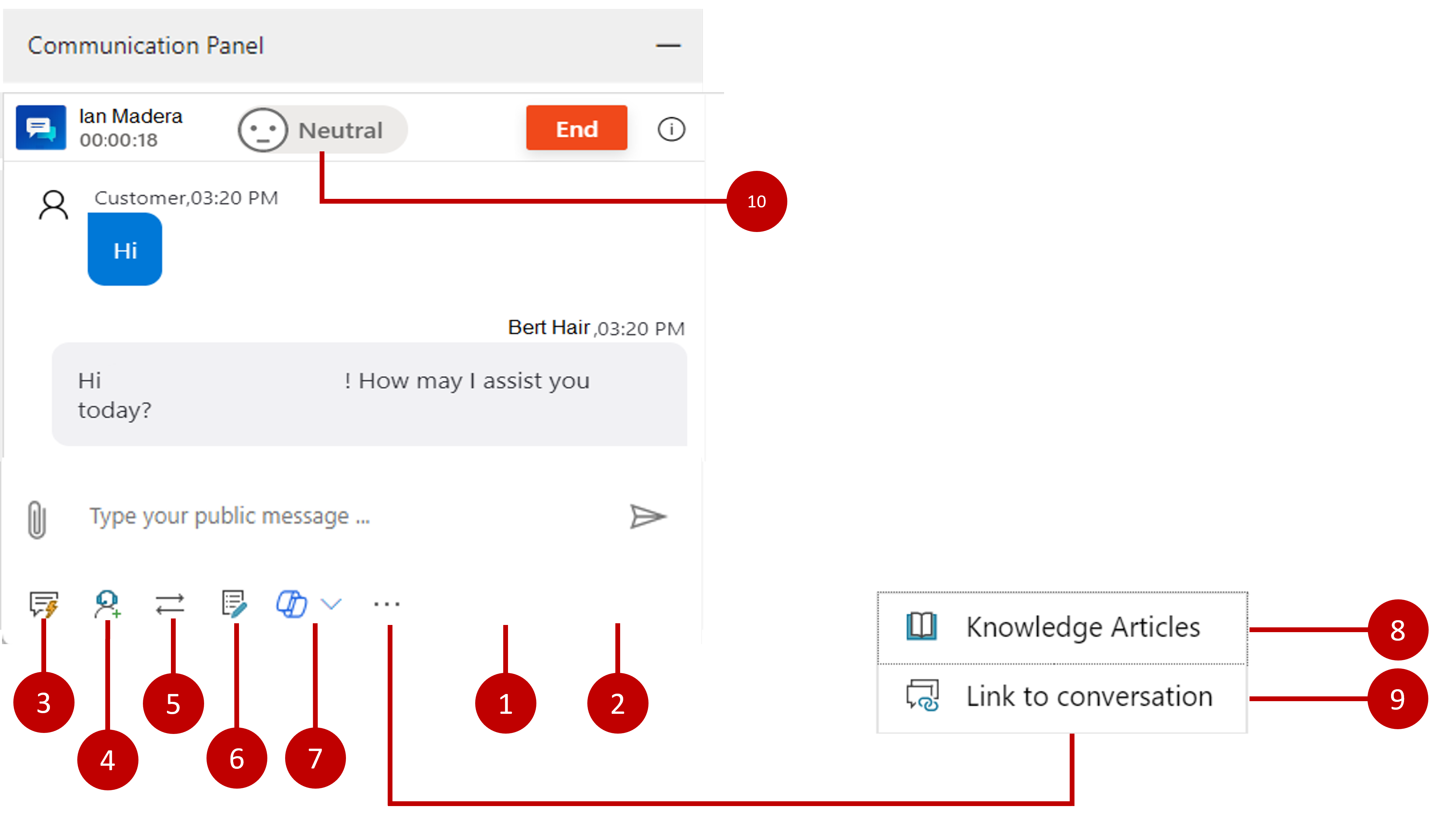 Screenshot of the Chat conversation interaction panel.