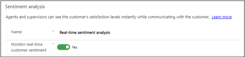 Screenshot of Enable sentiment analysis.