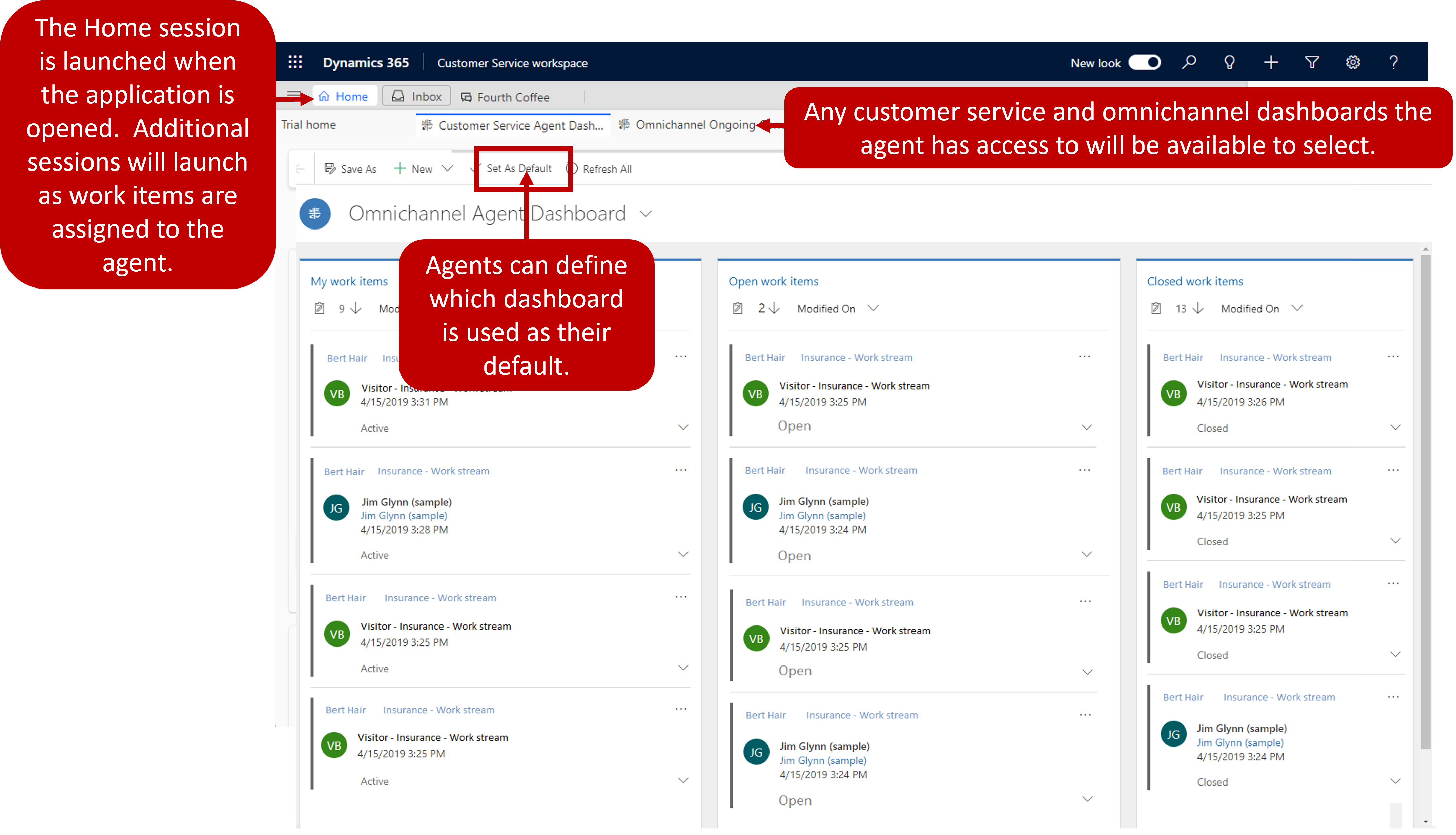 Screenshot of the Omnichannel Agent Dashboard layout.
