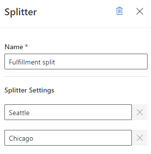Screenshot of Splitter properties