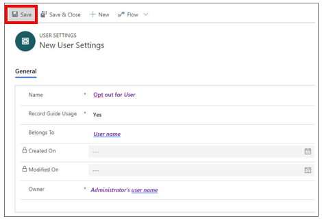 Screenshot of the User settings page and how to opt out of usage data.