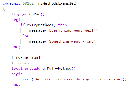 Screenshot showing example code that uses if-else to display alternate messages.