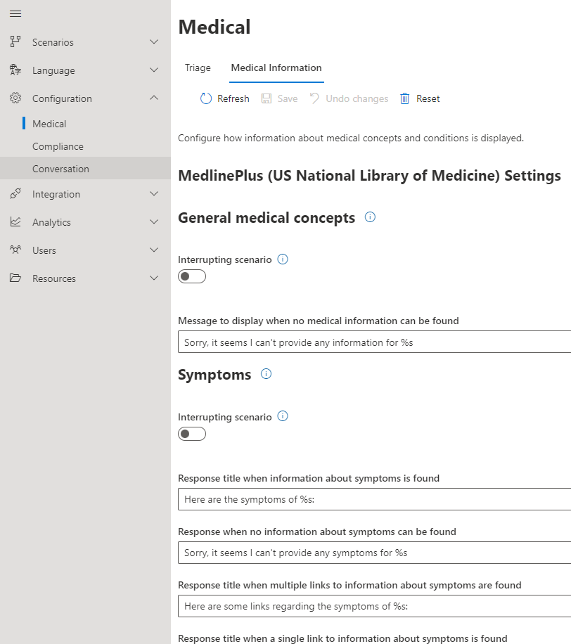 Screenshot that shows the Medical Information tab.