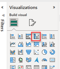 Screenshot of adding Clustered column chart to the dashboard.