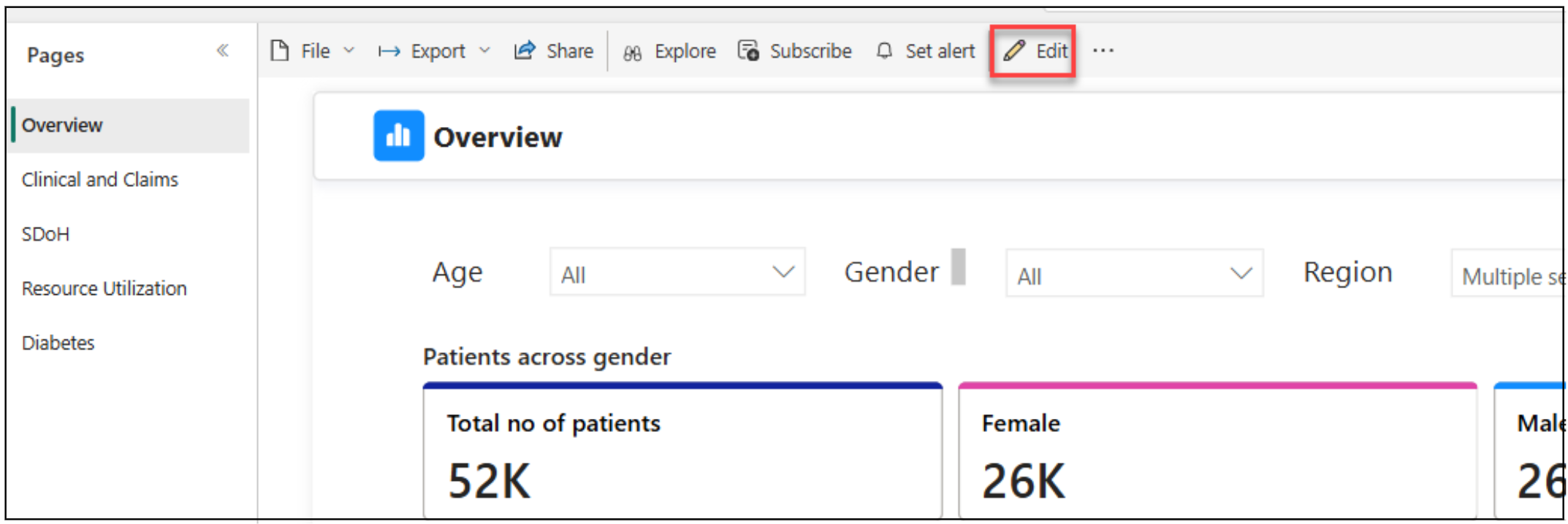 Screenshot of selecting Edit button on the Overview page.