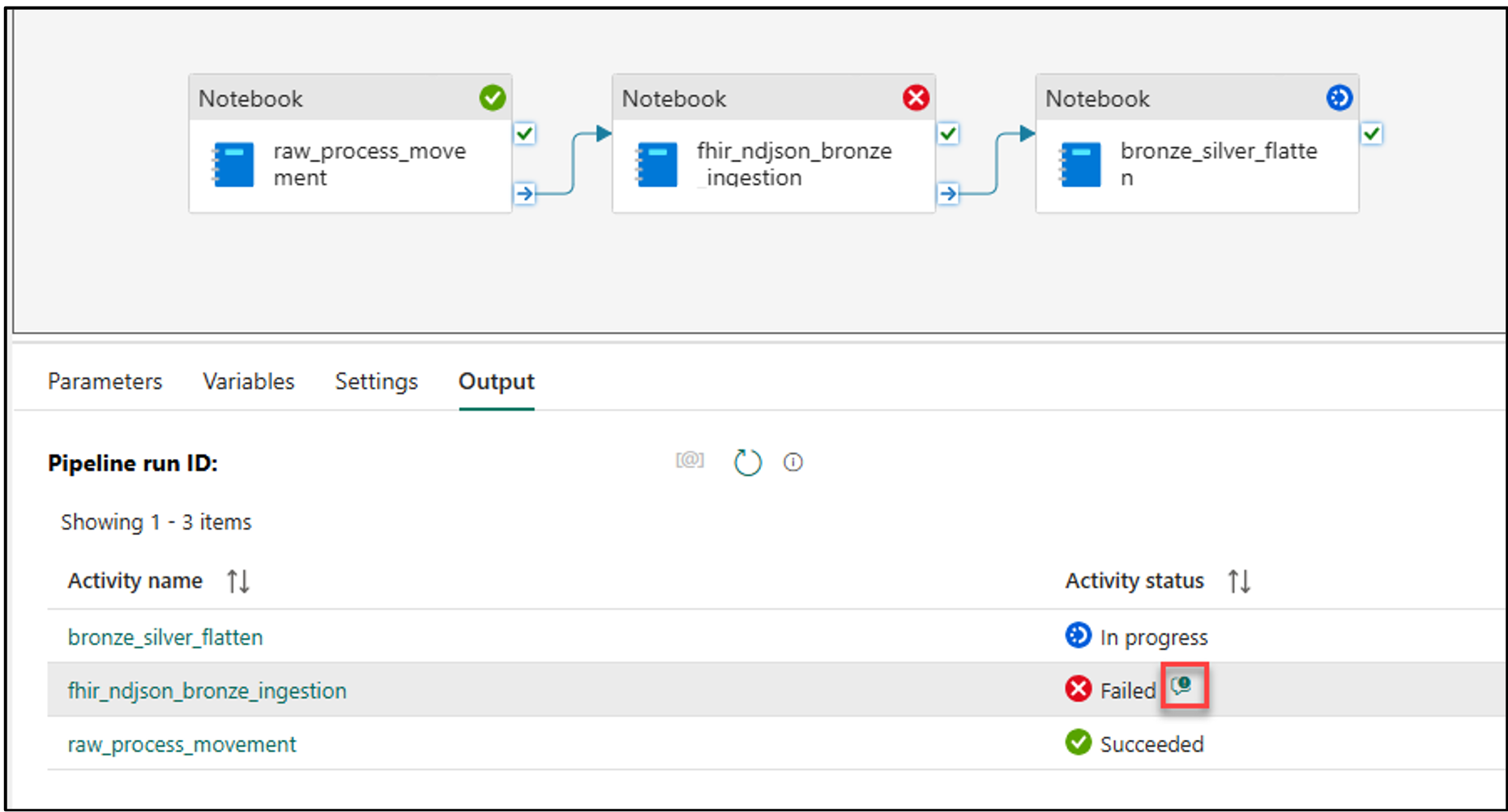 Screenshot of the notebook error.