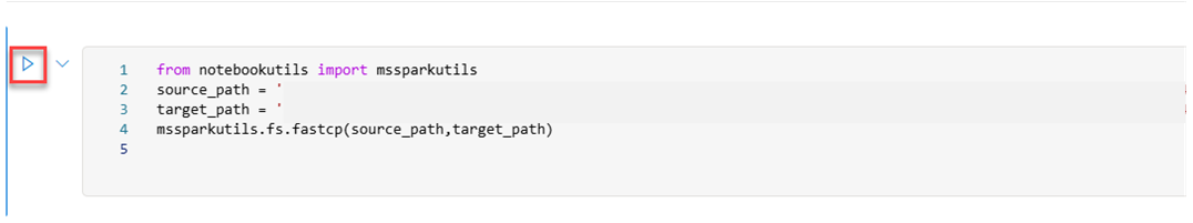 Screenshot of replacing Target ABFS path with the path you copied.