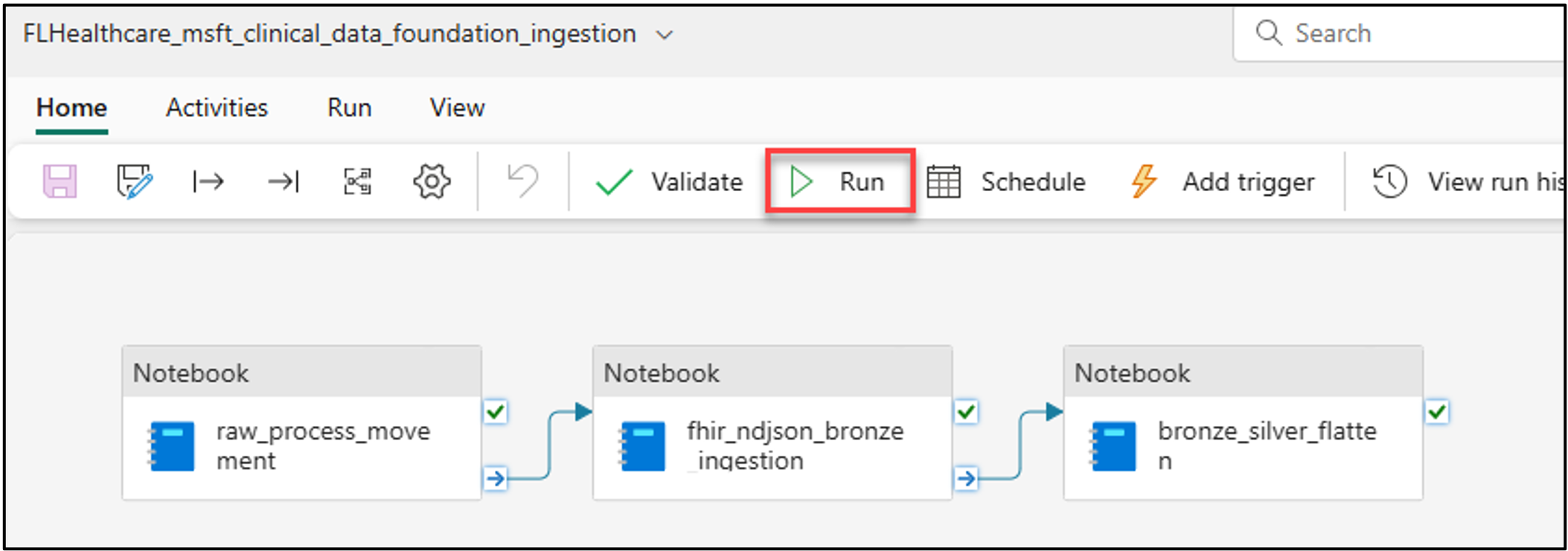 Screenshot of running the pipeline.