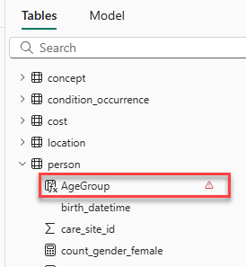 Screenshot of selecting the AgeGroup field.