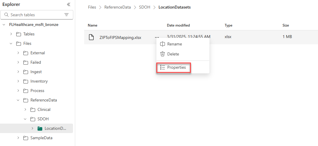 Screenshot of selecting the properties button.
